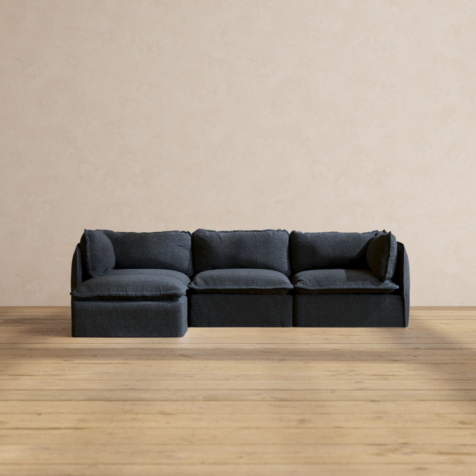 Premium Modular Performance 3-Seater Sectional Sofa in Rich Indigo Blue | Luxe Fabric Blend | Perfect for Living Rooms, Home Theaters & Cozy Family Gatherings