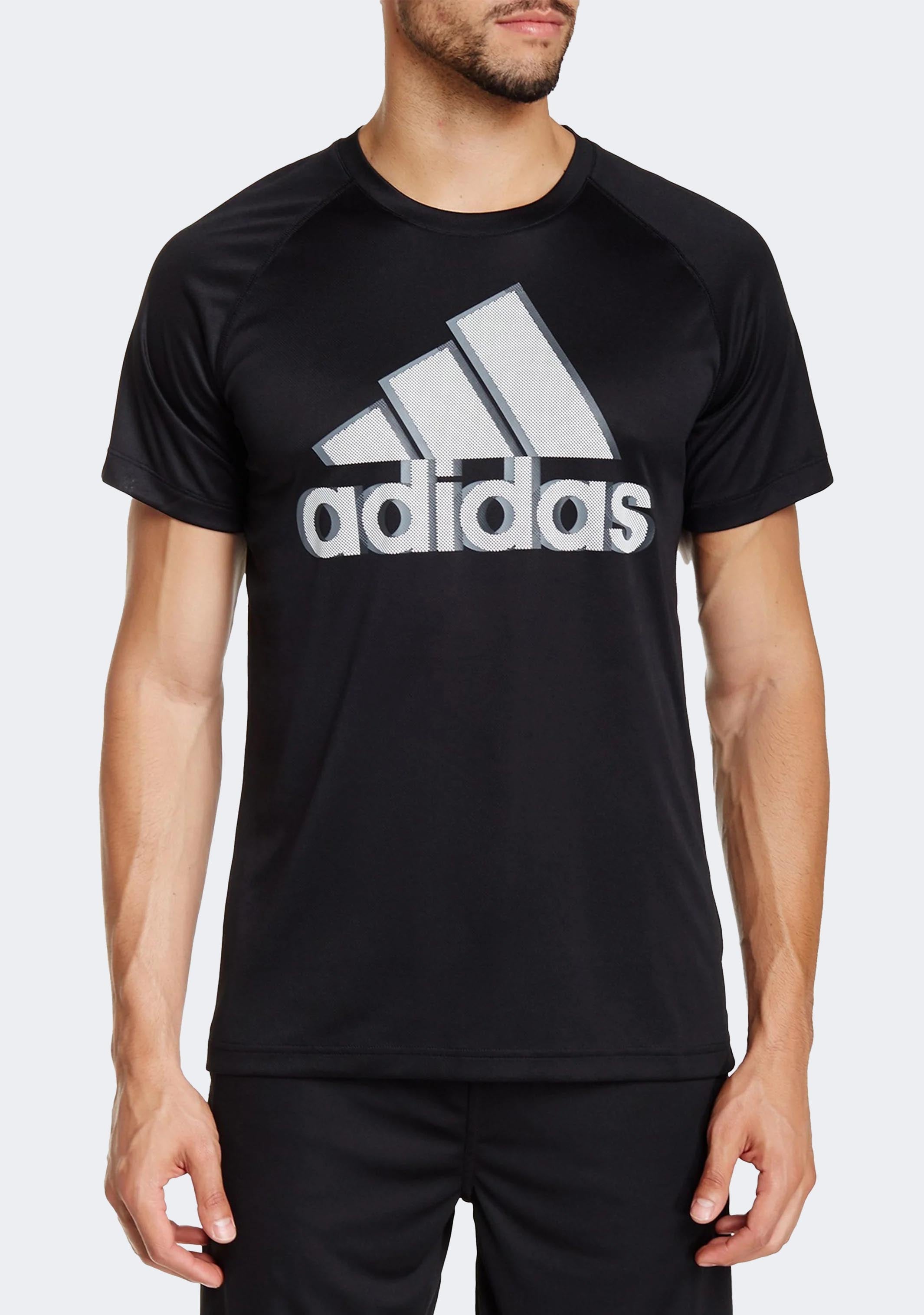 Adidas Men's Base Logo T-Shirt - Black Cotton Short Sleeve Tee for Casual Wear, Gym & Street Style
