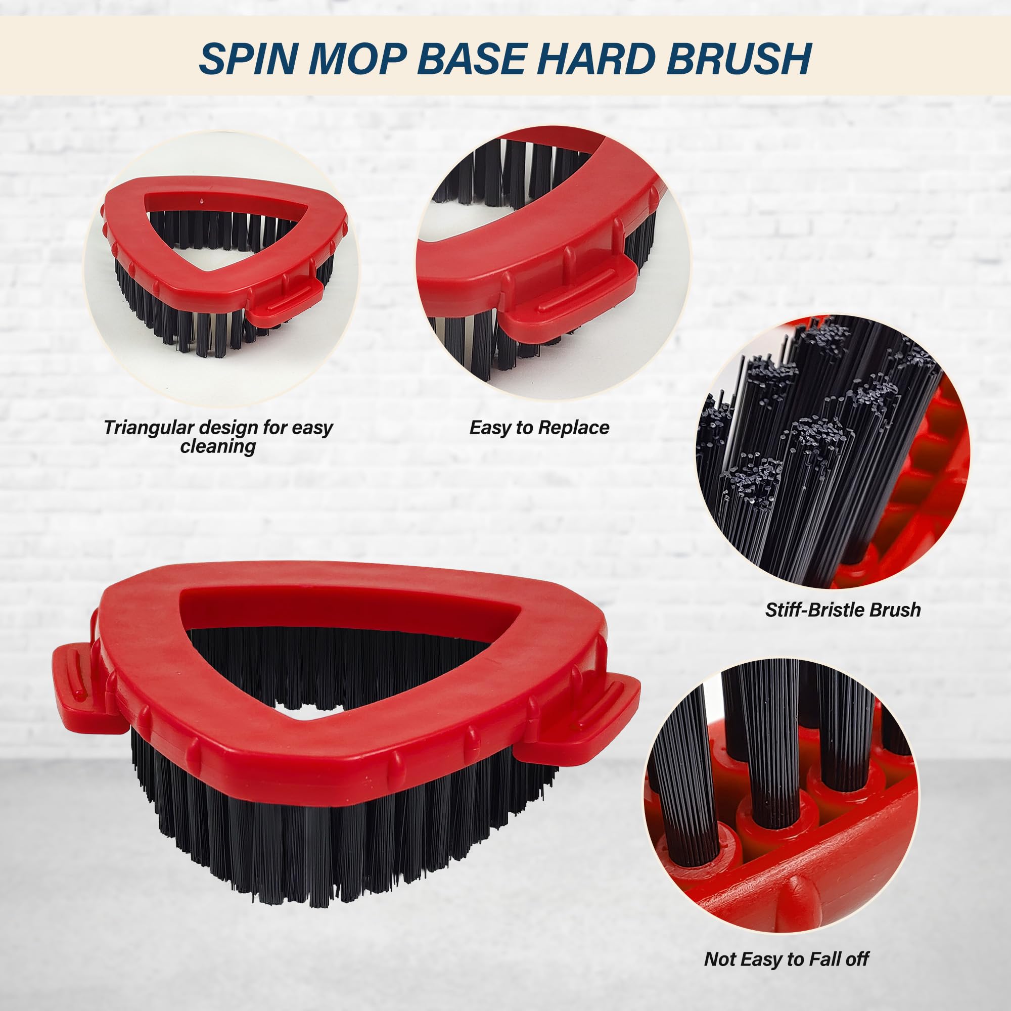Liubeli Hard Bristle Scrub Brush Replacement for O-Cedar RinseClean 2 Tank System - Spin Mop Head Base - Heavy Duty Cleaning Brush for Shower, Bathroom, Tile, Kitchen & Hard Floor Surfaces (1 Pack) - Perfect for Deep Cleaning Grout, Stains & Tough Messes