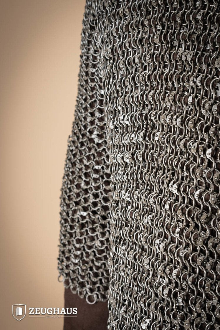 Chainmail Haubergeon - 10mm Riveted Round Ring Steel Armor - Medieval Battle Reenactment & LARP Costume