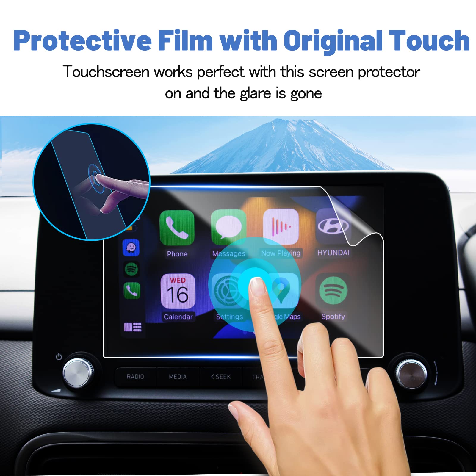 2023 Hyundai Kona Screen Protector 8 Inch - HD Clear Anti-Scratch Film for 2022-2023 Kona SE/SEL & EV SEL Models | Perfect Fit Touchscreen Protection for Navigation & Daily Driving