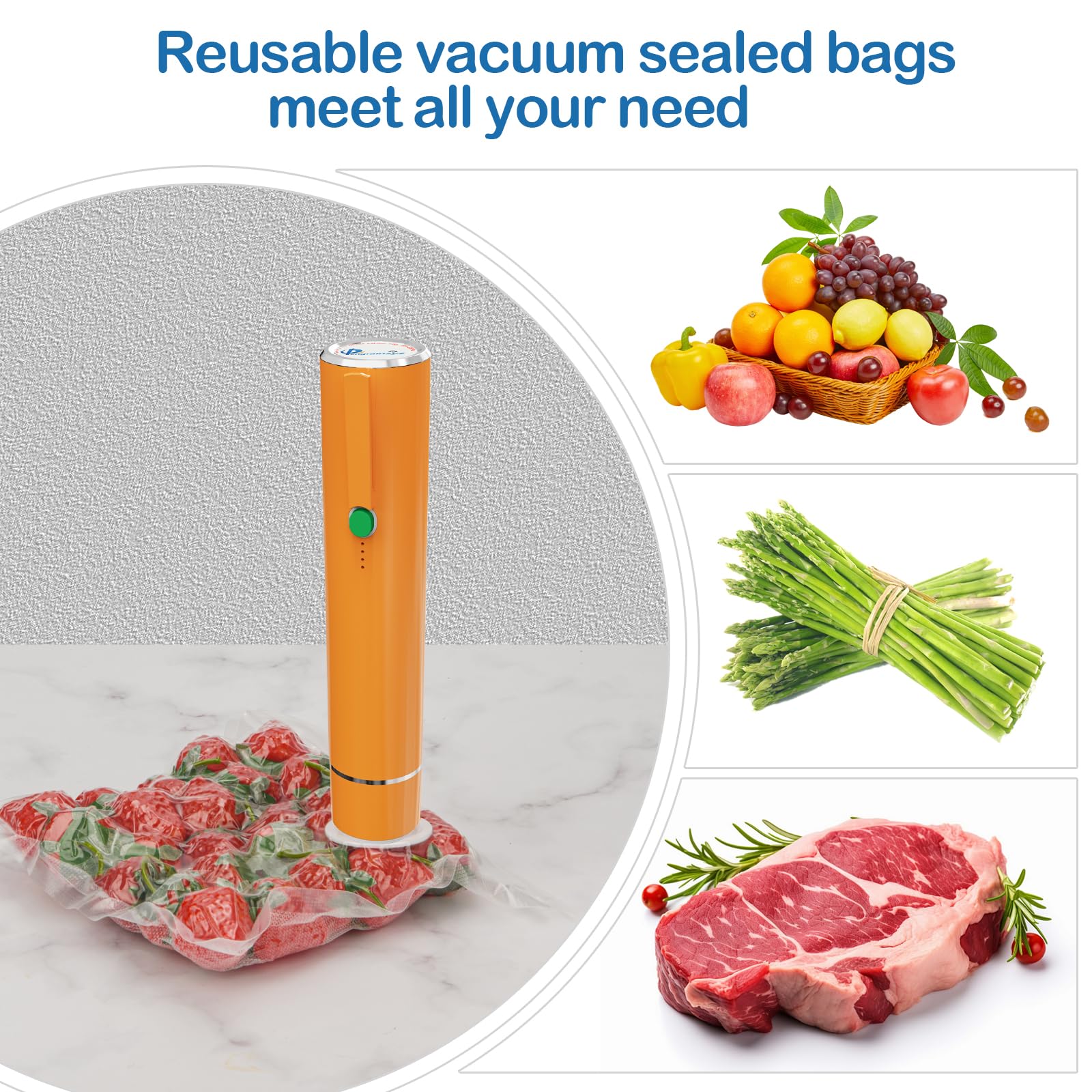 40PCS Vacuum Sealer Bags for Food Storage with Air Valve - Reusable Sous Vide Bags (20 Large + 20 Small) | Perfect for Meal Prep, Sous Vide Cooking & Freezer Organization