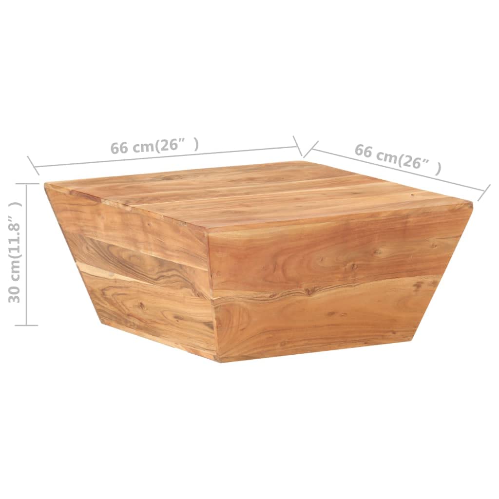 26x26x11.8 Inch V-Shaped Coffee Table - Solid Acacia Wood for Living Room, Lounge & Office