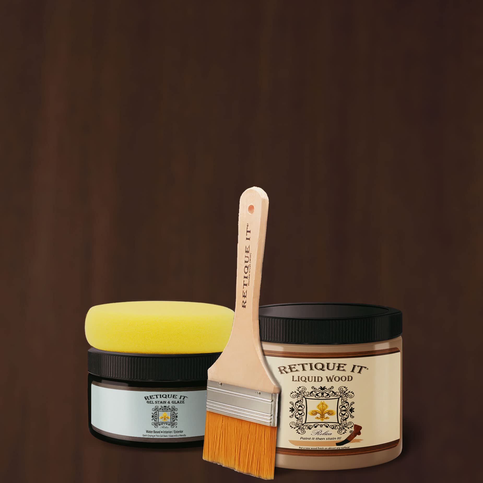 Retique It Water-Based Gel Stain - Contemporary Wood & Java Finish for Furniture, Cabinets, DIY Projects | Easy Application, Eco-Friendly, Long-Lasting | Perfect for Home Renovation & Wood Restoration