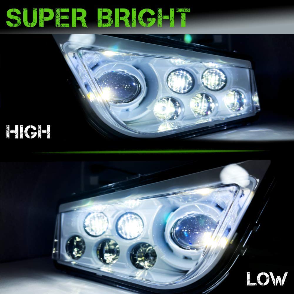 Premium RZR LED Headlights for Polaris General & RZR 900s/1000 XP Turbo (2015-2019) - Bright White Non-Halo Off-Road Lighting for Night Trail Riding & Dune Bashing