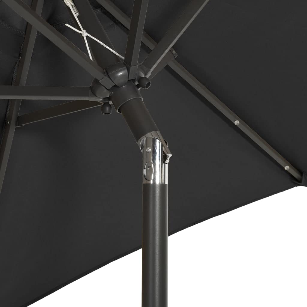 SKM 78.7x83.1 Inch Large LED Patio Umbrella with Aluminum Pole - Outdoor Garden, Poolside, Backyard Shade Solution for Summer
