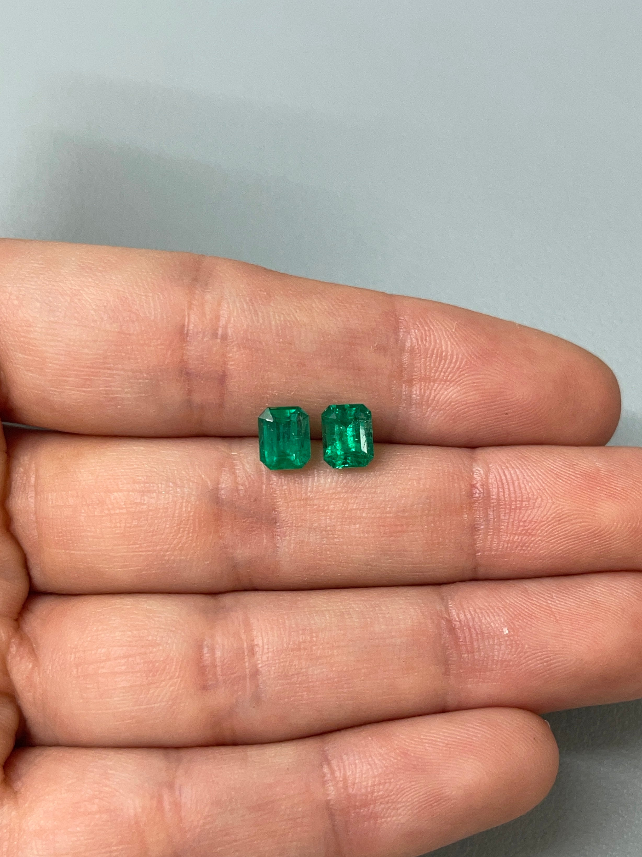 1.86tcw 7x5.5mm Muzo Green Loose Colombian Emeralds - Emerald Cut Gemstones for Jewelry Making, Engagement Rings & Luxury Gifts