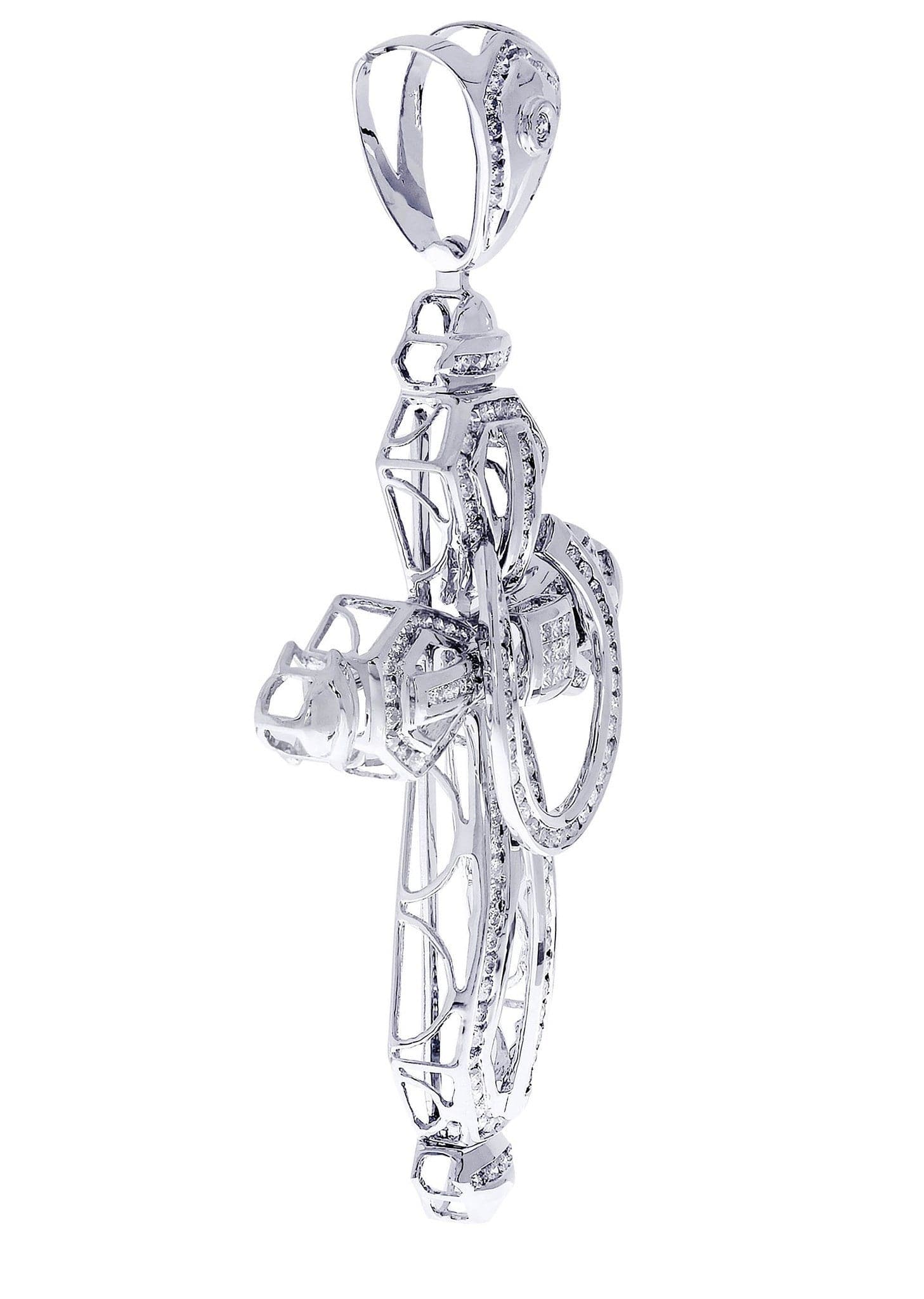 2.91 Carat Diamond Cross Pendant Necklace - 26.13 Grams Solid Gold Religious Jewelry for Women & Men - Perfect for Baptism, Confirmation, Wedding & Everyday Wear