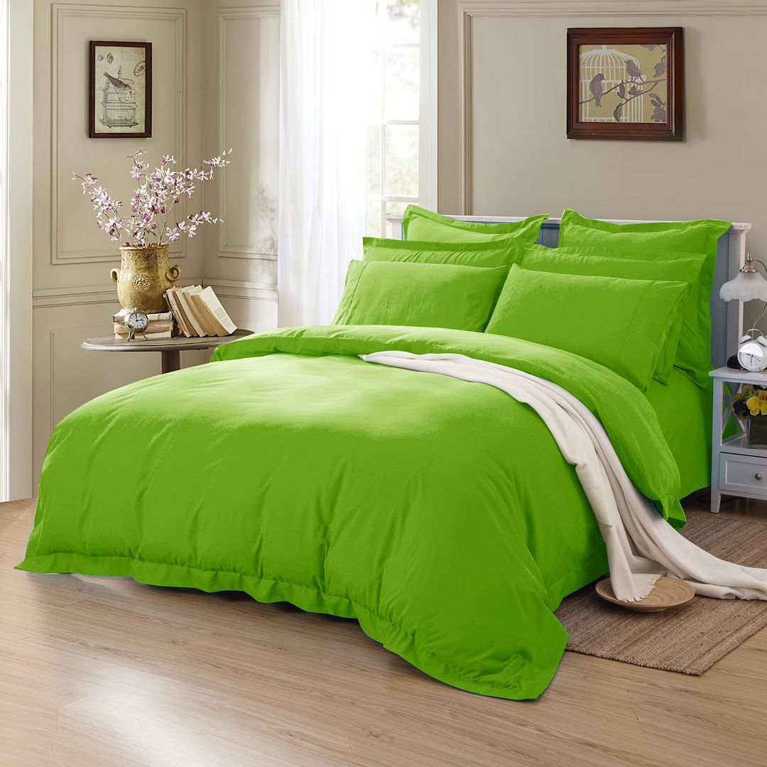 Premium 1000 Thread Count Double Size Green Duvet Cover Set - Soft Luxury Bedding for Master Bedroom & Guest Room