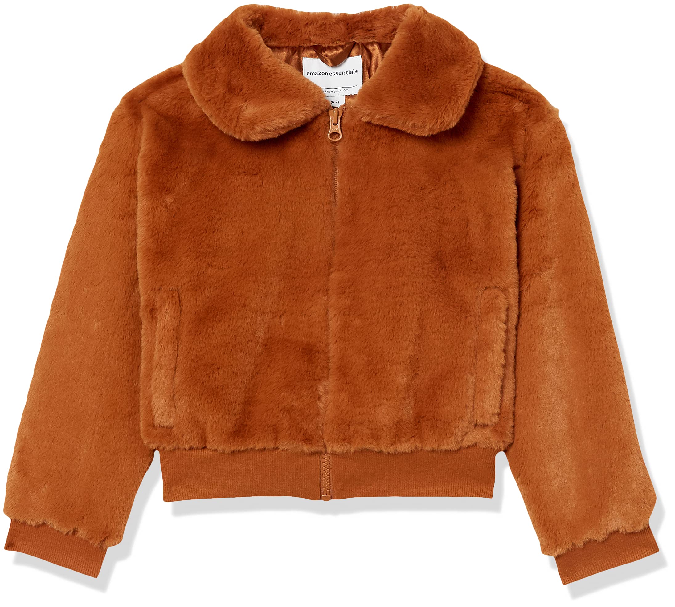 Amazon Essentials Girls & Toddlers' Faux Fur Jacket - Warm Winter Coat for Kids, Soft & Cozy Outerwear - Perfect for School, Playdates & Outdoor Adventures