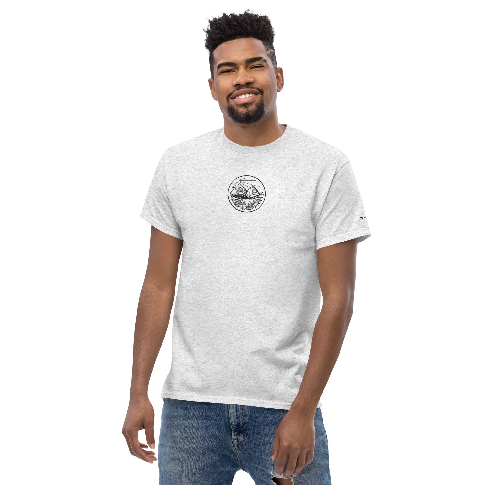 Designer Mountain Swimmer Graphic T-Shirt - Unisex Casual Tee for Men & Women | Perfect for Outdoor Adventures, Beach Trips, and Streetwear Fashion