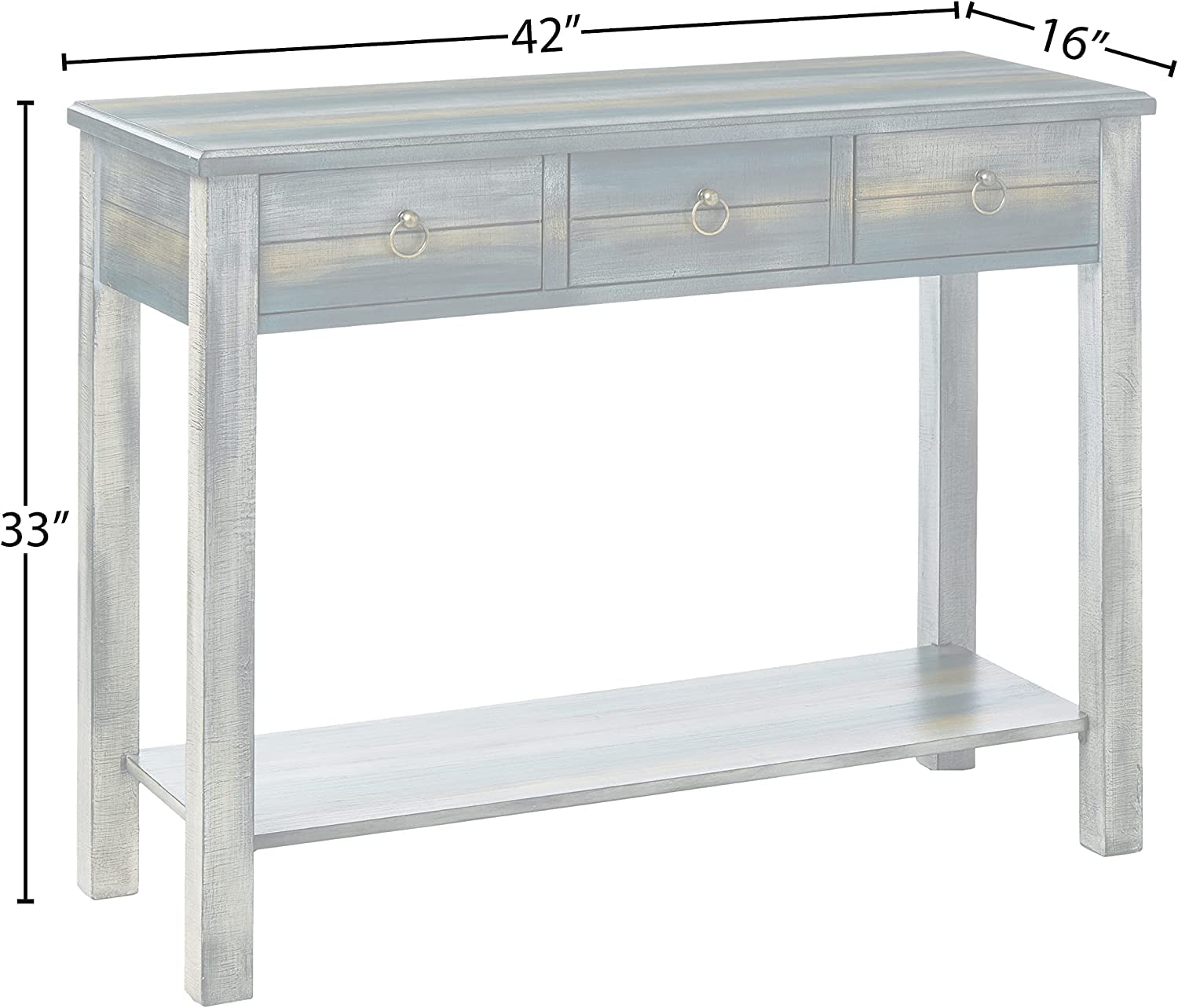 Rustic Wood Console Table with 3 Drawers & Open Shelf - 42