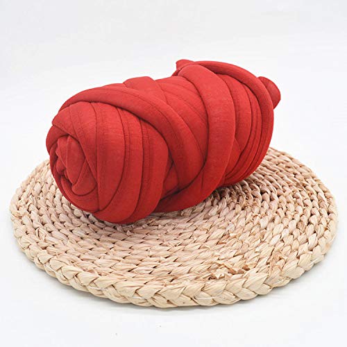 Clootess Chunky Braid Cotton Yarn for Arm Knitting - 5 lbs Red, Machine Washable - Perfect for DIY Throw Blankets, Pet Beds & Handmade Crafts