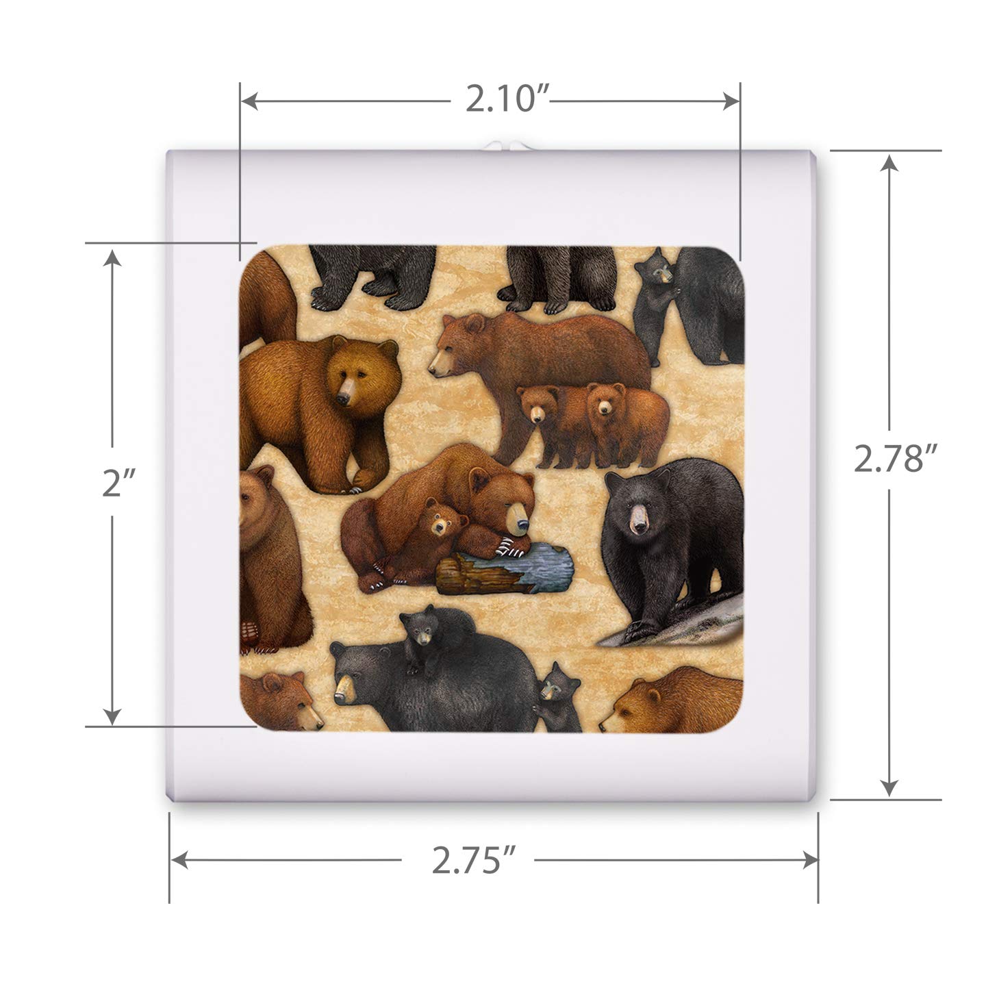 Dimmable LED Night Light with Auto On/Off Sensor - Adjustable Brightness Warm Light for Bathroom, Hallway, Nursery & Bedrooms - Bear Design by Dan Morris - Perfect for Nighttime Safety & Comfort