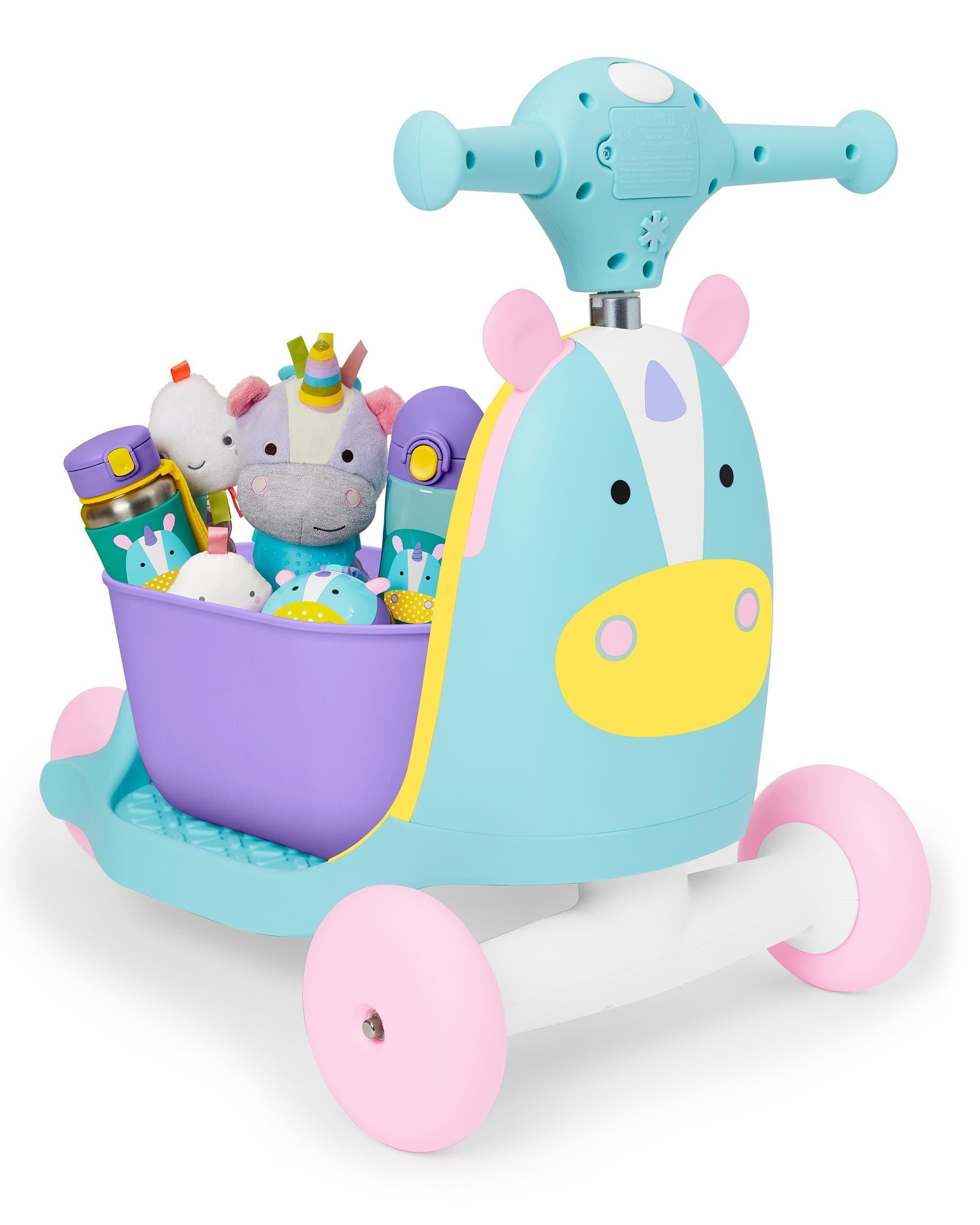Skip Hop Zoo 3-in-1 Ride-On Baby Walker, Toddler Scooter & Push Toy - Fun Learning Activity for Indoor & Outdoor Play