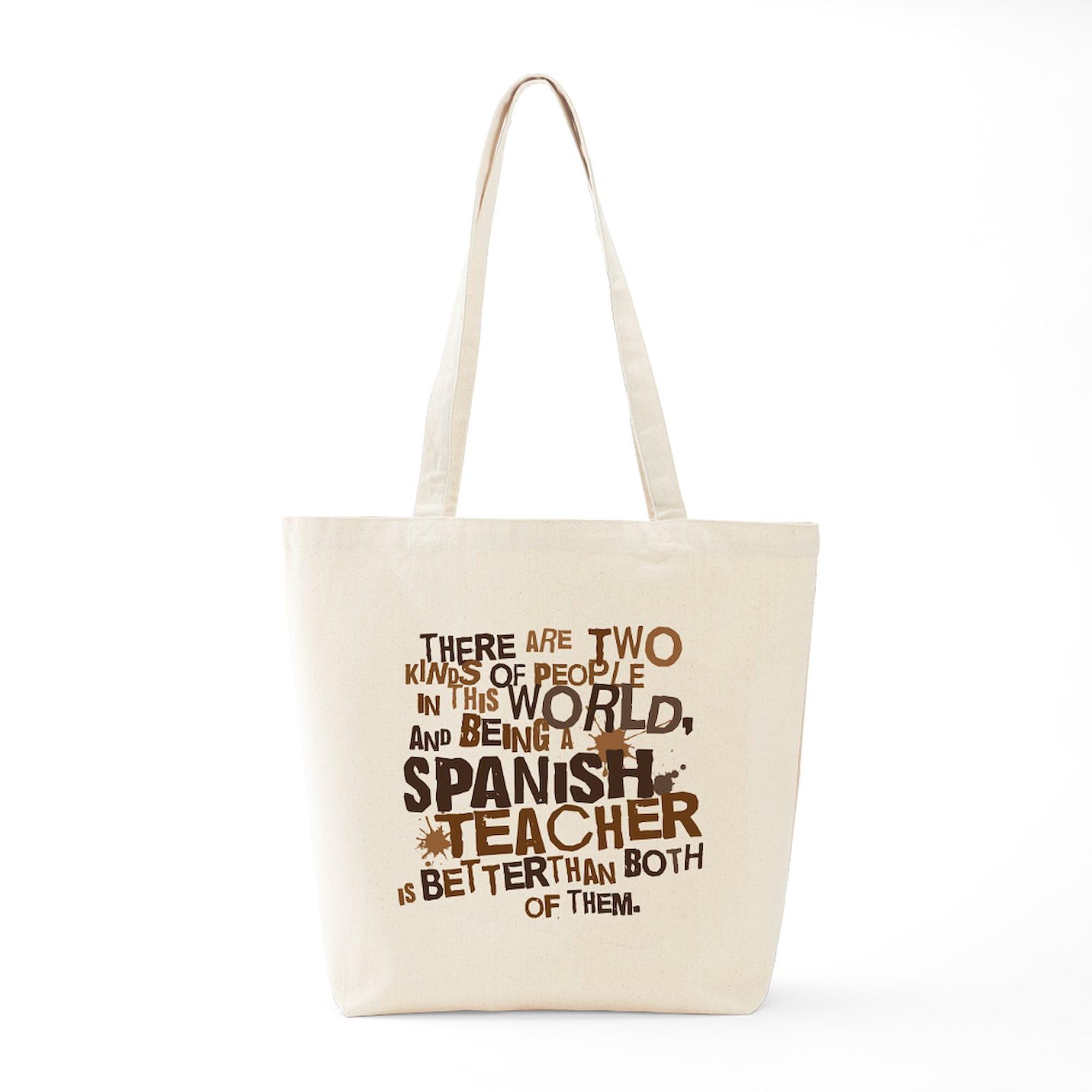 Funny Spanish Teacher Gift Tote Bag - Natural Canvas Reusable Shopping Bag for School, Work & Groceries