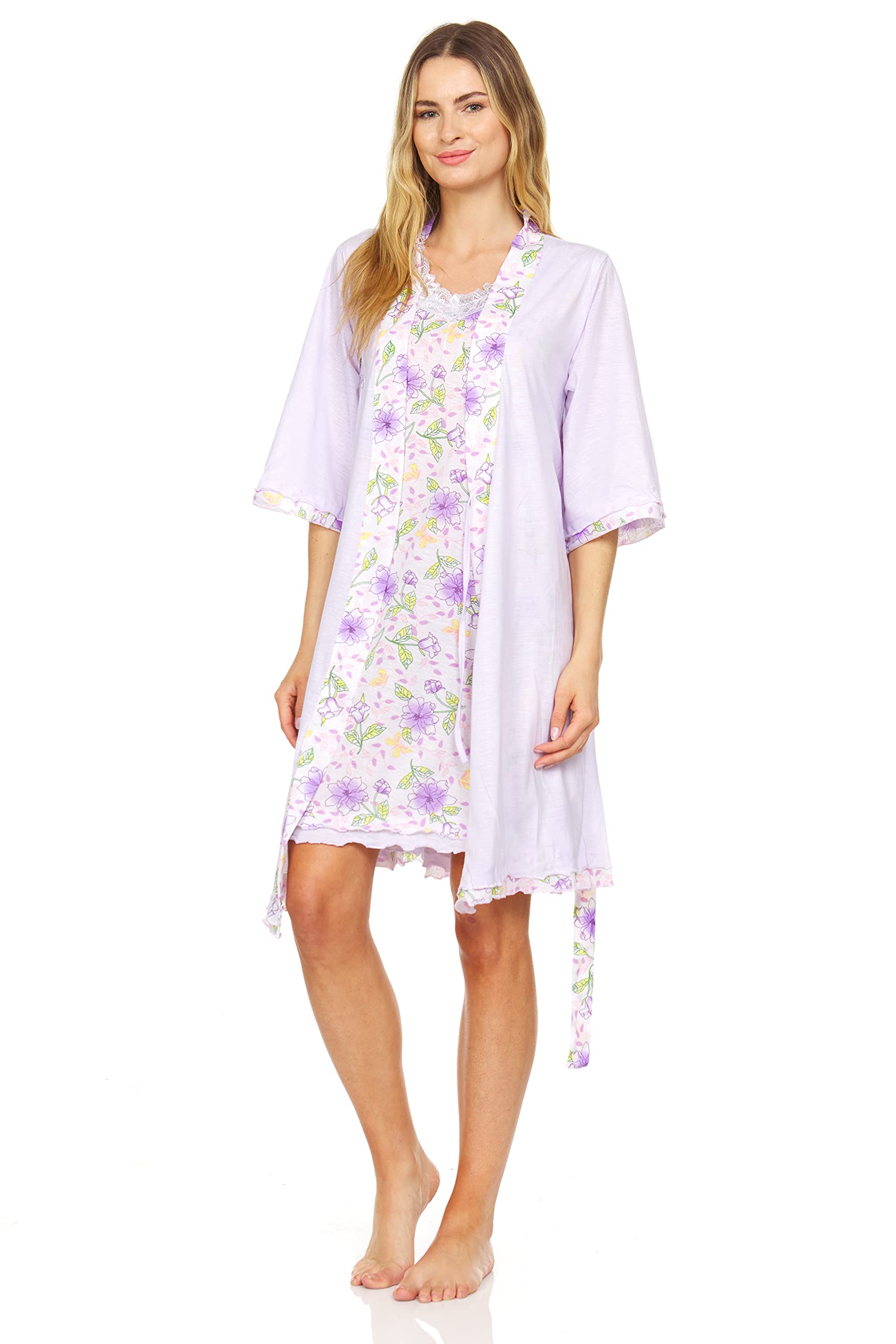 Elegant 2-Piece Women's Kimono Robe & Camisole Set - Soft Loungewear Sleepwear for Spa, Yoga & Relaxation at Home