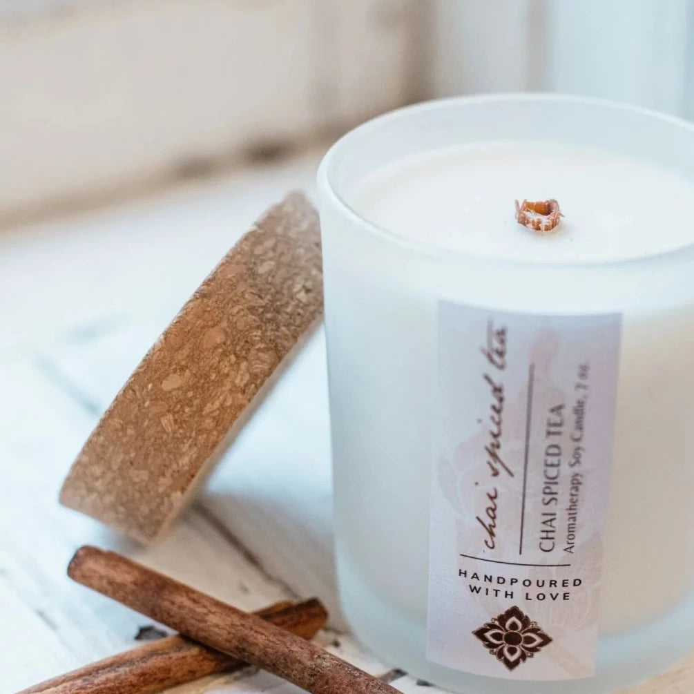 Chai Spiced Tea Soy Aromatherapy Candle - Relaxing & Cozy Scent for Home, Yoga & Meditation - Natural Soy Wax Candle for Stress Relief & Aromatherapy