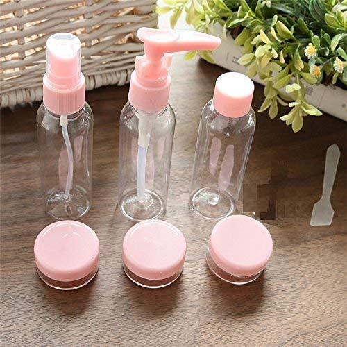HEBEZON 7-Piece Travel Cosmetic Pouch Set with Refillable Spray Bottles - Perfect for Toiletries, Makeup & Skincare Essentials on the Go