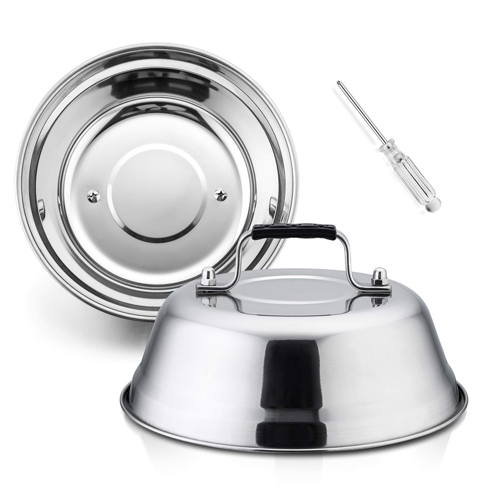 9 Inch Stainless Steel Cheese Melting Dome - Set of 2 Professional Basting Covers for Griddle & BBQ | Heavy Duty, Dishwasher Safe | Perfect for Burgers, Nachos & Outdoor Cooking