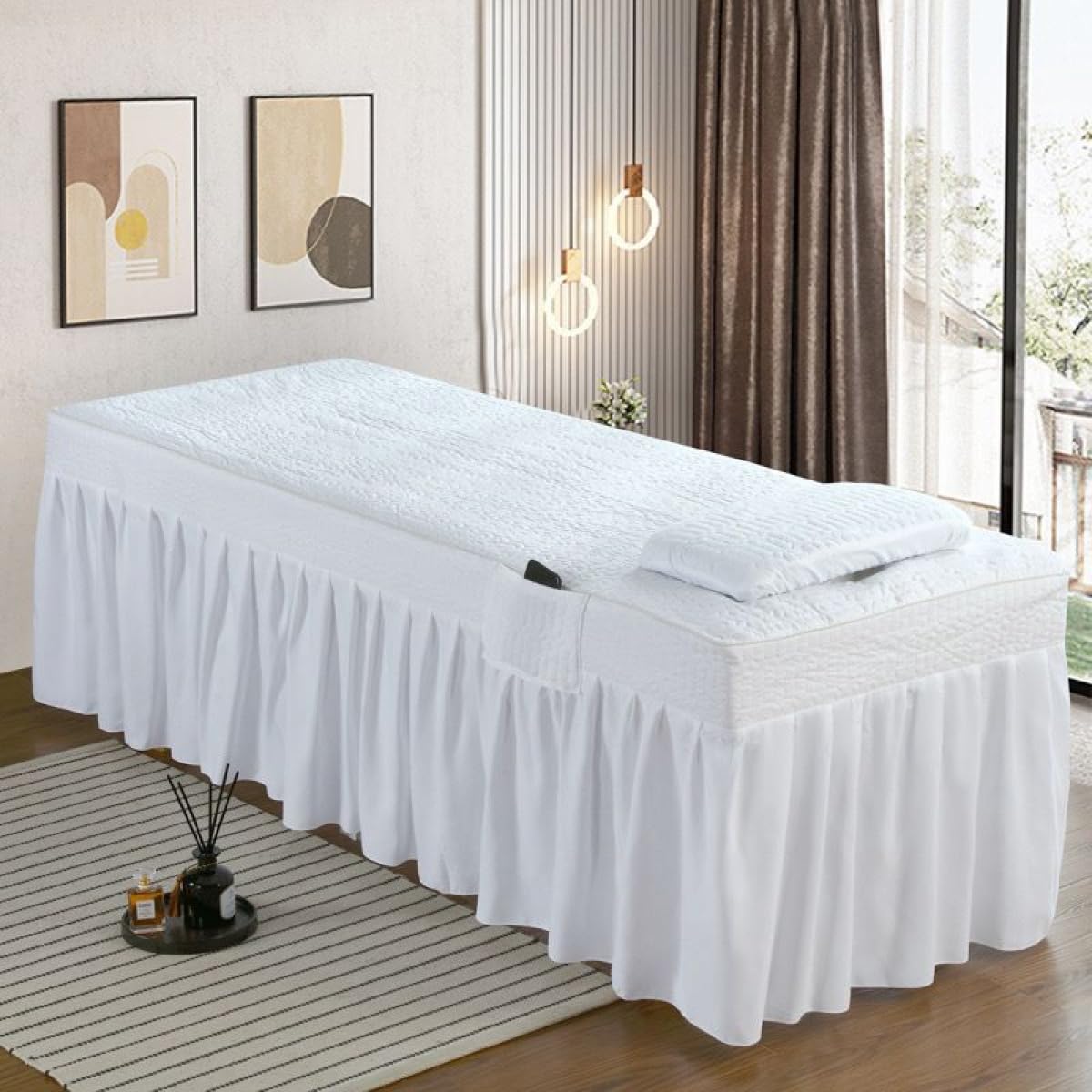 Premium Spa Massage Bed Sheet Set - Thickened Solid Color Bed Cover with Side Pockets | Skin-Friendly Comfortable Bedspread for Beauty Salon & Massage Therapy | Includes Pillowcase - Ideal for Facial, Body Treatments & Relaxation Sessions