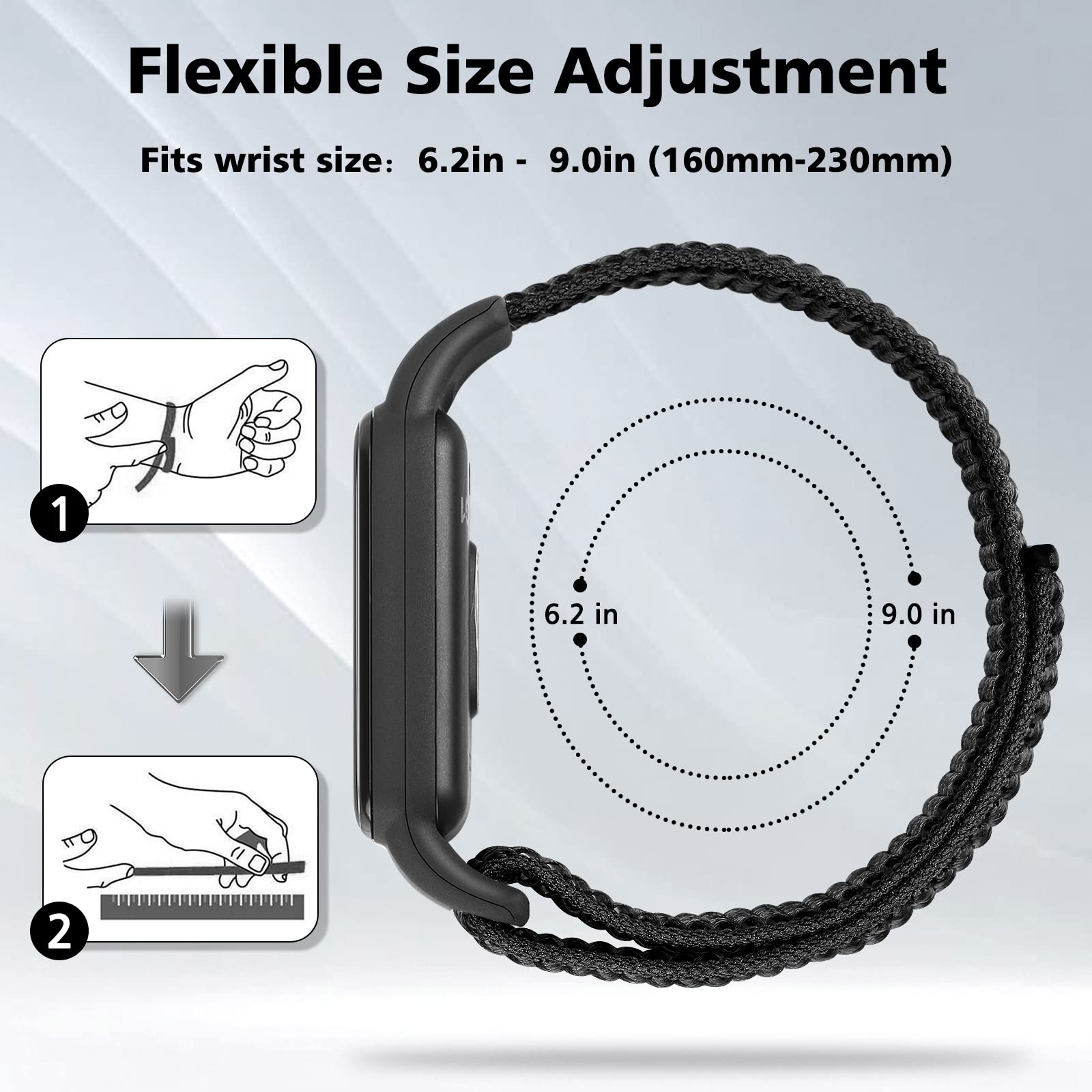 **YCHDDER Solo Loop Nylon Bands for Amazfit Band 7 - Soft, Breathable, Adjustable Sports Replacement Strap for Men & Women - Perfect for Running, Gym & Daily Wear**