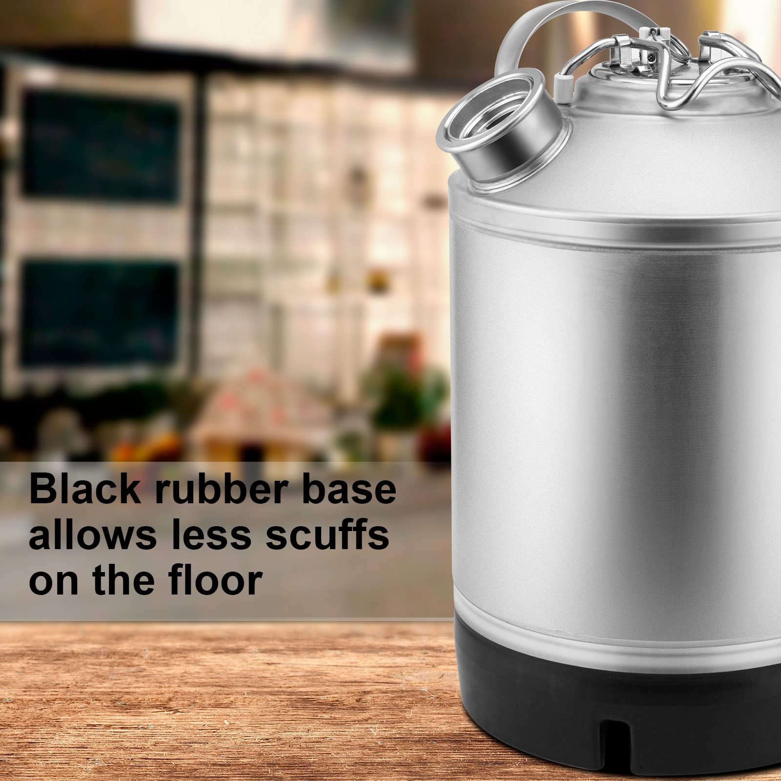 2.5 Gallon Cleaning Keg with Dual Head-Sankey D Ports & Rubber Base - Professional Beer Line Cleaning System for Homebrewers & Bars (Ideal for Draft Beer Maintenance & Brewery Equipment Sanitizing)