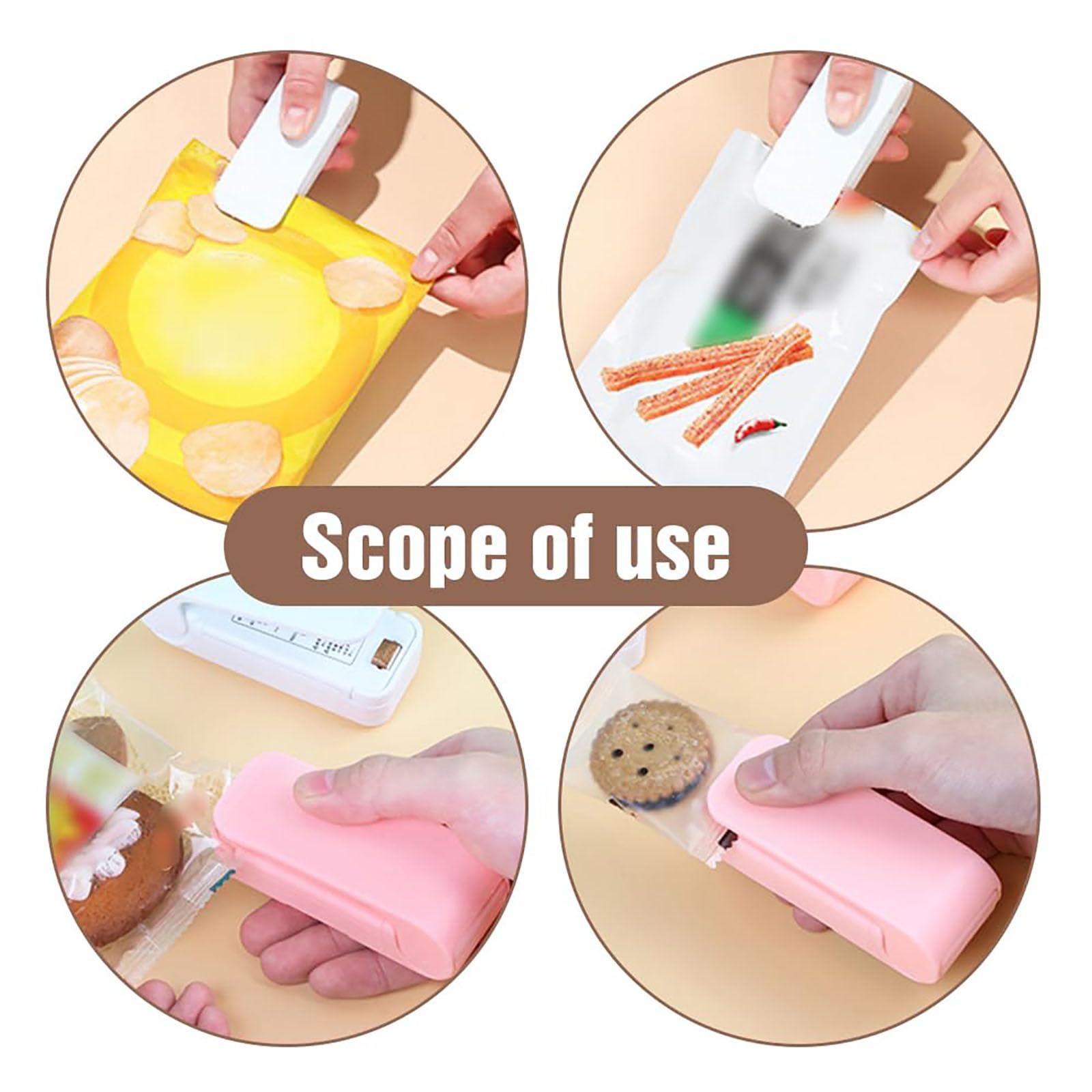 2024 Portable Mini Bag Sealer & Cutter - 2-in-1 Handheld Heat Vacuum Sealer for Food Storage, Snacks Freshness, Plastic Bags | Compact Resealing Machine for Kitchen, Travel & Camping (White, 1 Pack)
