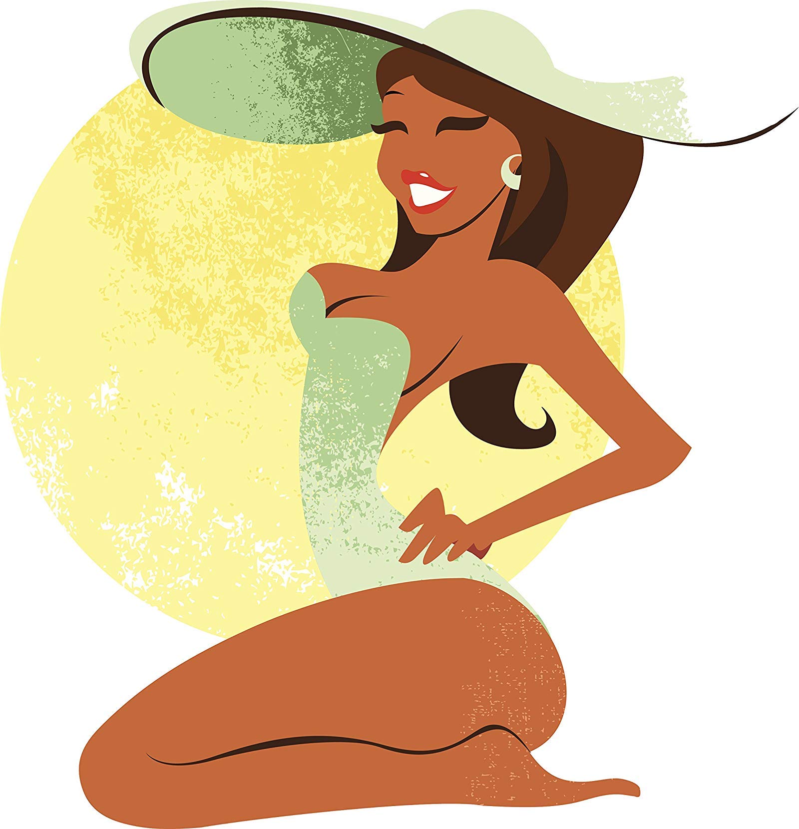 EW Designs Vintage Beach Babe Cartoon Magnetic Bumper Sticker - Elegant & Sexy 4