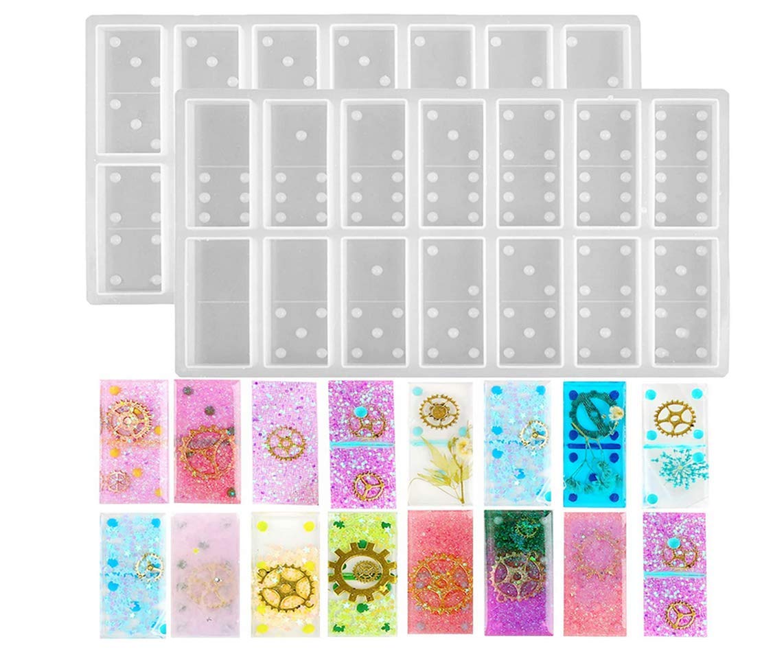 2 Pack Double Six Domino Silicone Molds for Resin Casting - DIY Craft Pendant Jewelry Making Tools, Personalized Domino Game Set (Perfect for Resin Art, Home Decor & Gift Making)