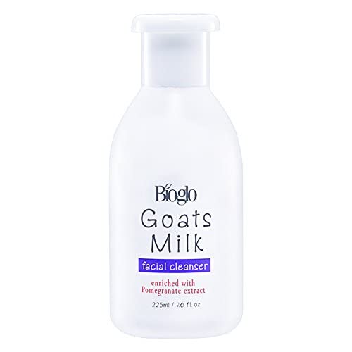 Bioglo Goats Milk Pomegranate Facial Cleanser - 4 Pack | Natural & Hydrating Face Wash for Dry & Sensitive Skin | Gentle Daily Cleansing for Women & Men | Perfect for Morning & Night Skincare Routine