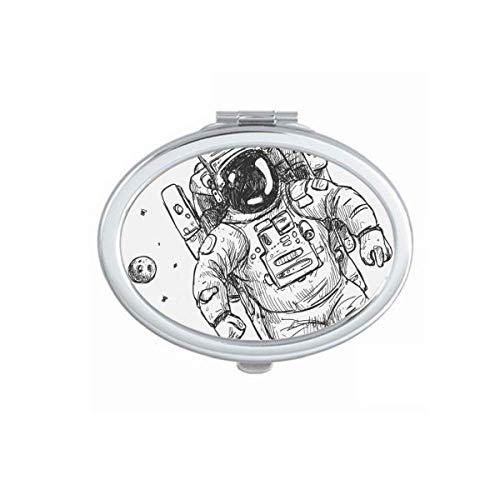 DIYthinker Universe Alien Monster Astronaut Mirror - Portable Folding Double-Sided Makeup Mirror with Stand for Travel, Home Vanity & Cosmetics (Handheld Compact Design)