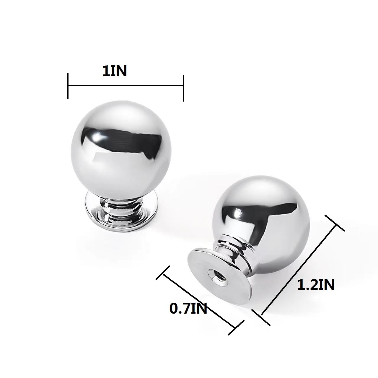 10 Pack 1 Inch Vintage Ball Polished Chrome Cabinet Knobs - Kitchen & Bathroom Hardware Drawer Pulls - Durable Cabinet Handles for Drawers, Cabinets & Furniture (Ideal for Home Renovation & DIY Projects)