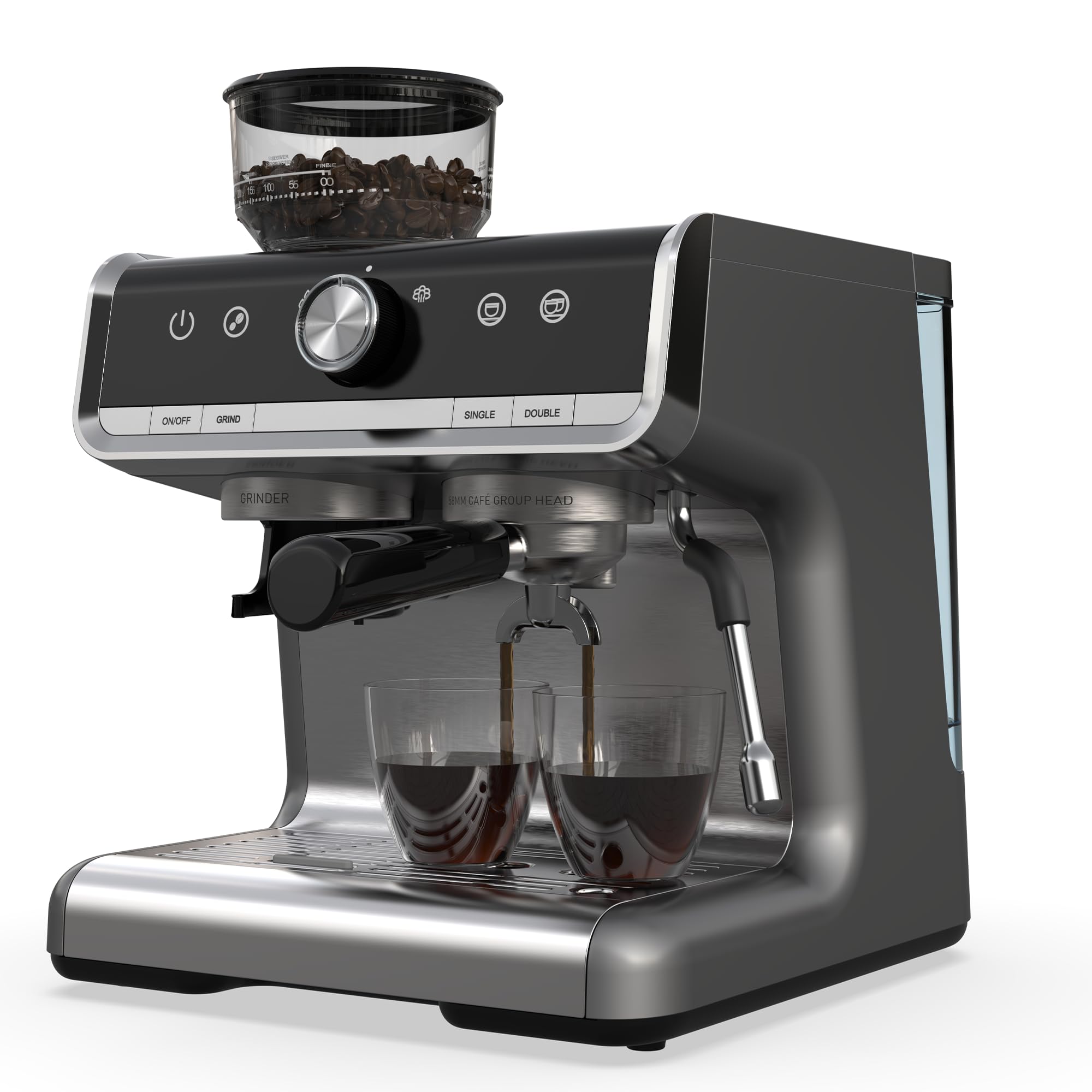 20 Bar Espresso Coffee Machine with Milk Frother - 2.8L Removable Water Tank, 1450W Semi-Automatic Espresso Maker with Built-in Grinder for Latte & Cappuccino - Perfect for Home Baristas & Coffee Lovers (Great Gift Idea for Holidays & Special Occasions)