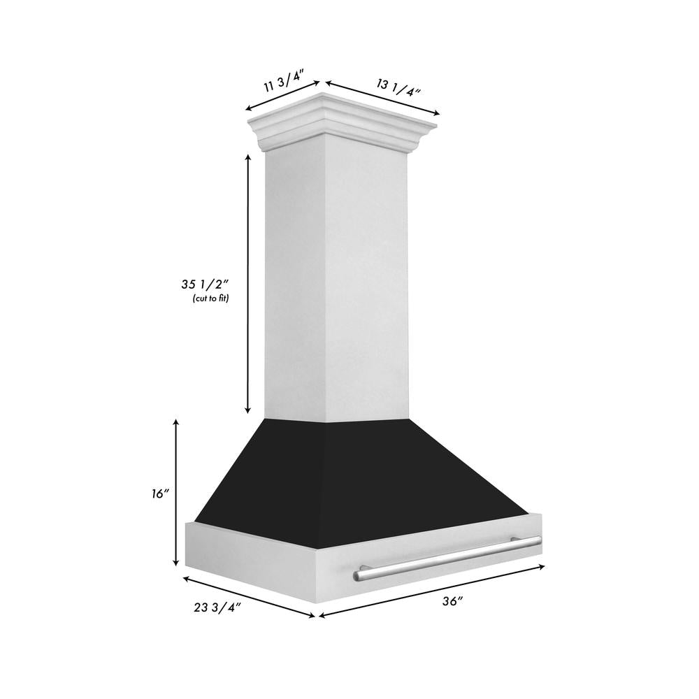 ZLINE 36 Inch Stainless Steel Wall Mount Range Hood with Satin Finish & Stainless Steel Handle (8654SNX 36) - Powerful Kitchen Ventilation for Gas Stoves & Cooking Areas