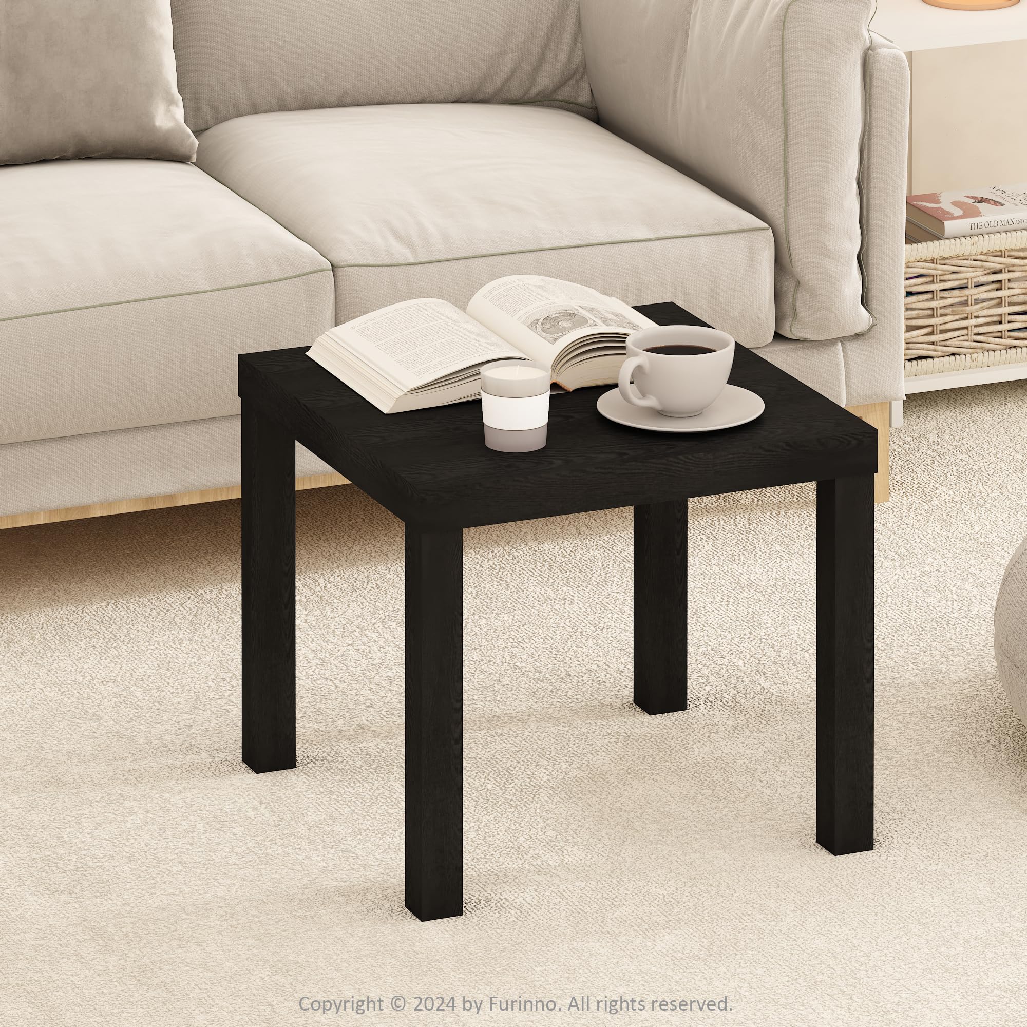 Furinno Simple Square Coffee Table - Black End Table for Living Room, Bedroom, or Office - Sturdy & Stylish Side Table for Home Decor