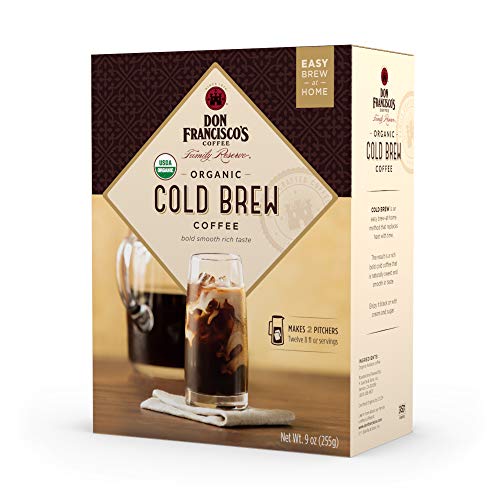 Organic Cold Brew Coffee by Don Francisco - 4 Pitcher Packs (Makes 2 Pitchers) | Smooth & Rich Flavor | Perfect for Iced Coffee, Morning Energy Boost & Office Refreshment