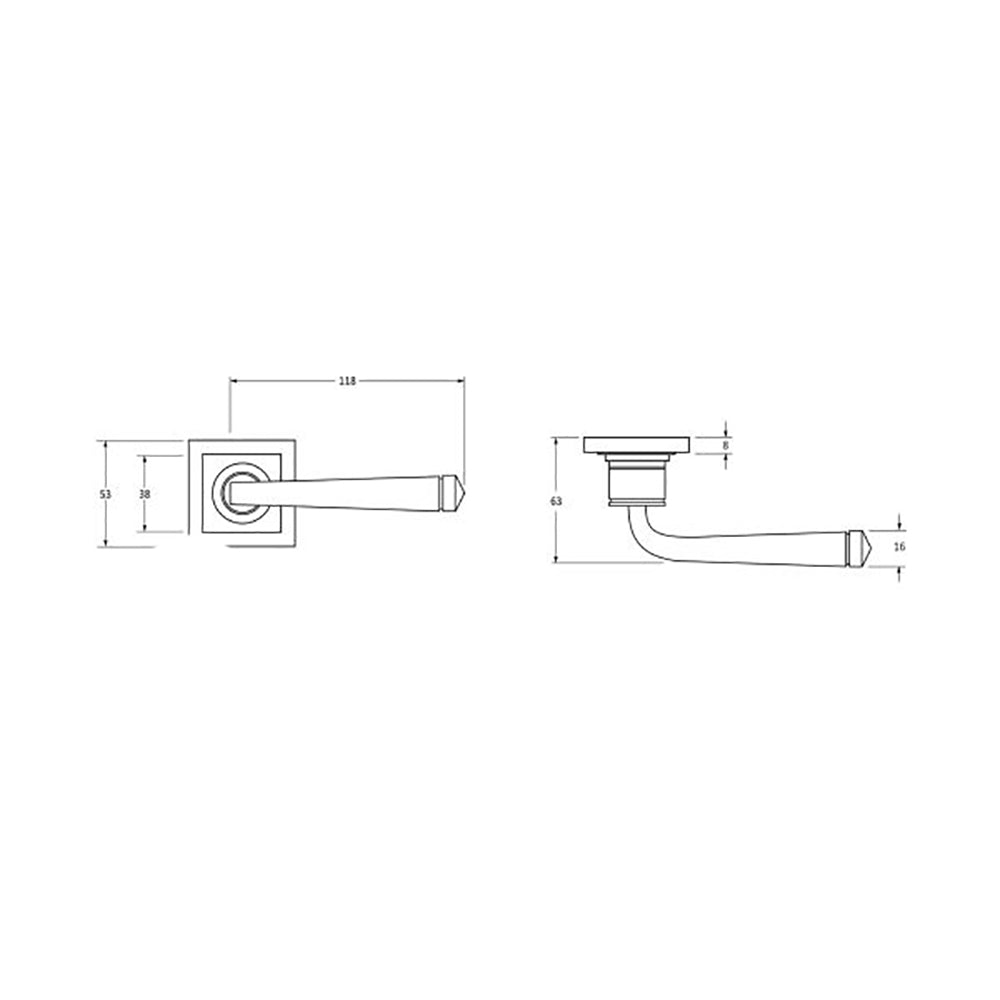 Stainless Steel Satin Finish Avon Lever Door Handles - Square Rose Design for Modern Home & Office Doors | Durable & Stylish Entryway Hardware