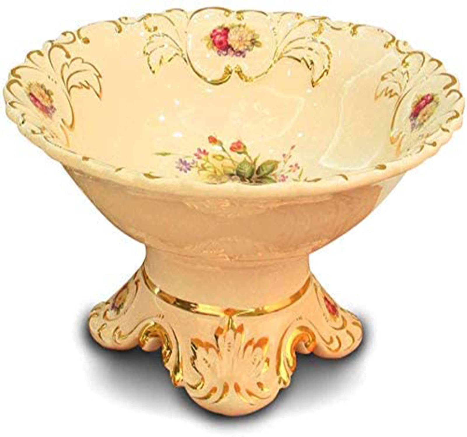BIENKA 34cm European Style Ceramic Fruit Bowl - Elegant Serving Tray for Fruits, Snacks & Desserts | Perfect for Living Room, Kitchen & Dining Table Decor
