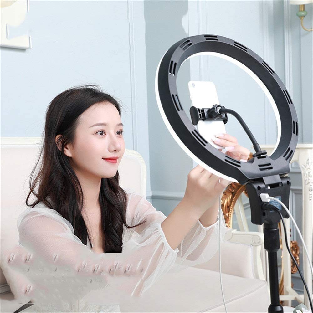 CAFFIA Ring Light with Stand - USB for Streaming, Makeup & Selfies
