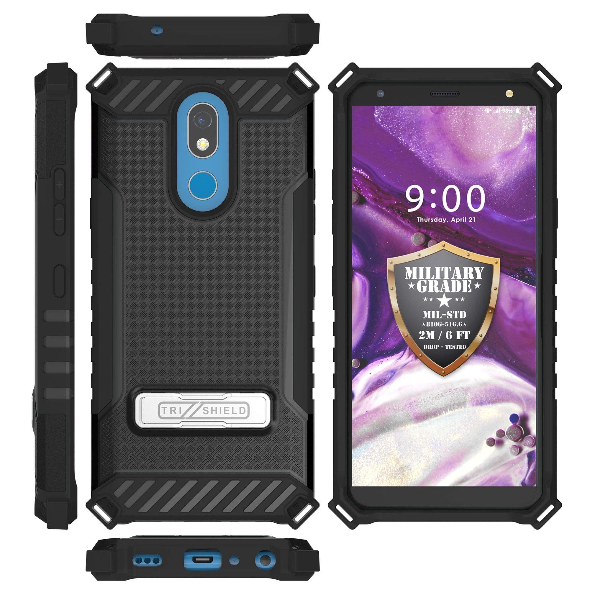 Military Grade Hybrid Shockproof Case with Stand & Dual Layer Cover for LG K40/Solo LTE/X4/Harmony 3/Xpression Plus 2 - Daisy Owl Design | Perfect for Outdoor Activities, Work & Travel Protection