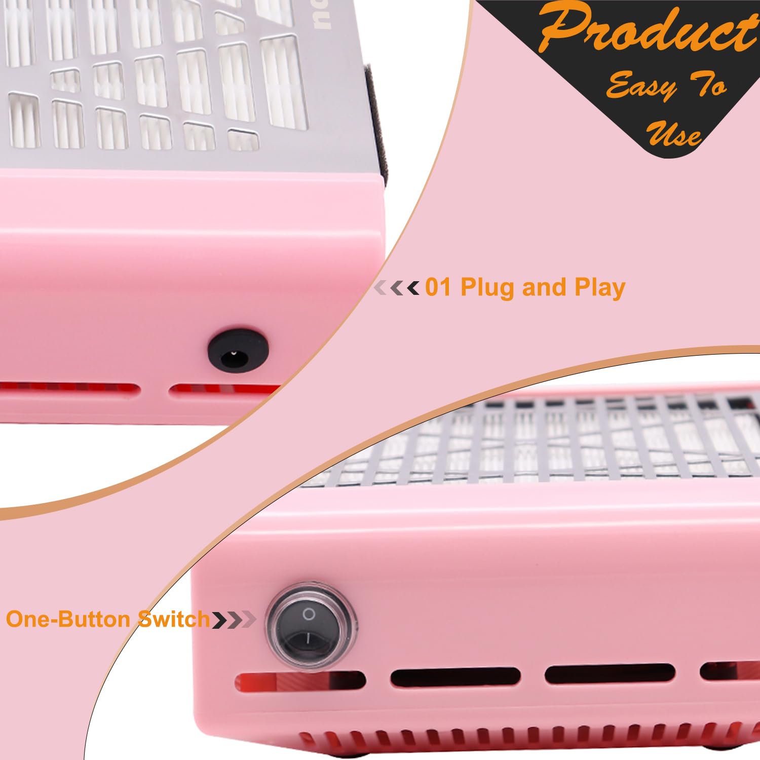 Electric Nail Dust Collector with Strong Suction - Professional Nail Salon Vacuum Cleaner for Acrylic Powder & Nail Art Dust Extraction - Includes Multiple Tool Kits (Pink) - Perfect for Manicure Stations, Nail Salons & Home Nail Care