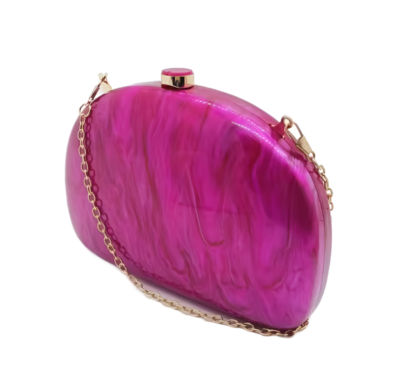 Stylish Acrylic Clutch & Crossbody Handbag for Women - Elegant Magenta Purse | Perfect for Parties, Weddings & Evening Events
