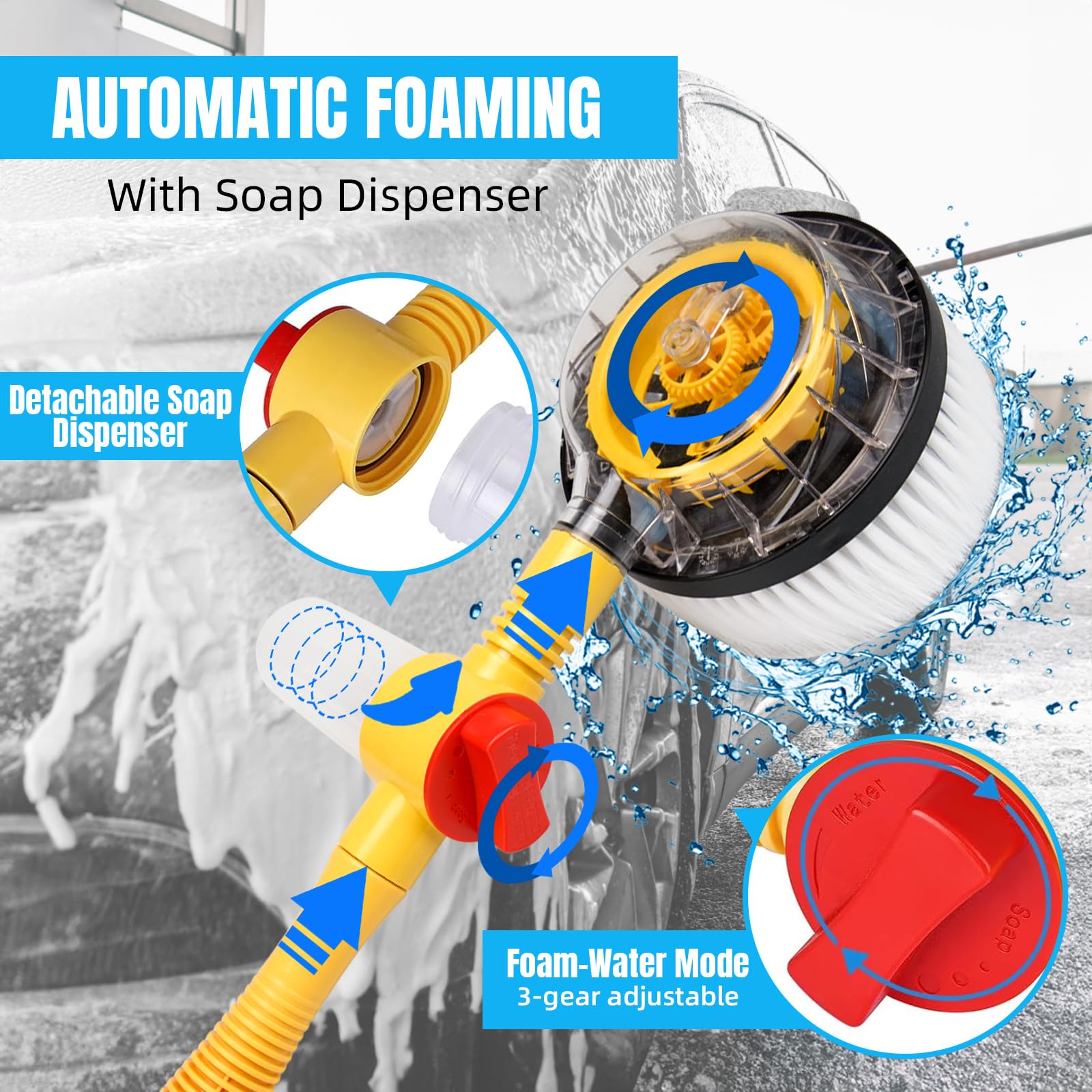 Premium Microfiber Car Wash Mitt & Rotating Brush Kit - 47