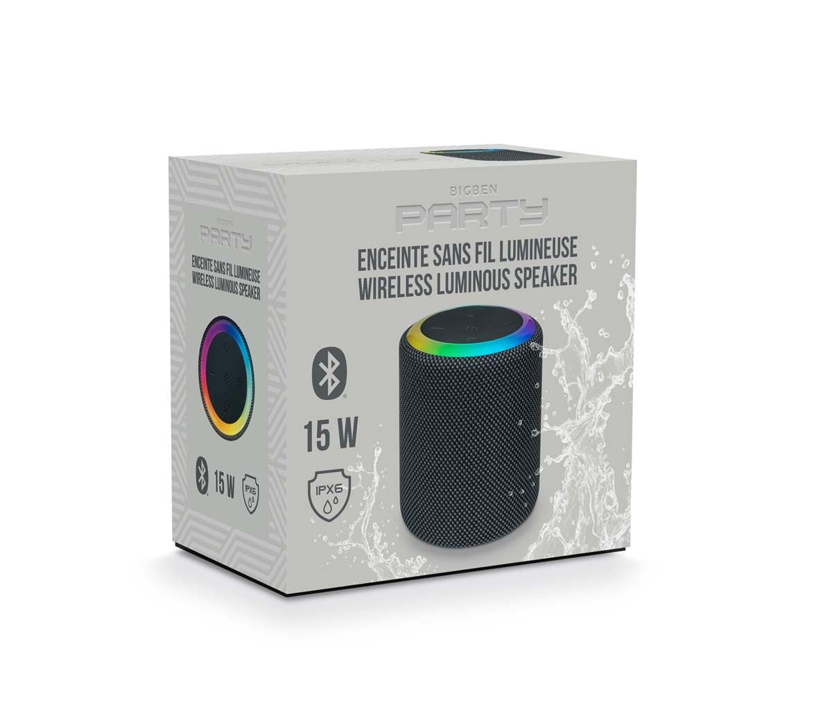 Bigben Premium Luminous Wireless Bluetooth Speaker with LED Lights - Portable Party Speaker for Outdoor, Beach, Pool Parties & Home Entertainment