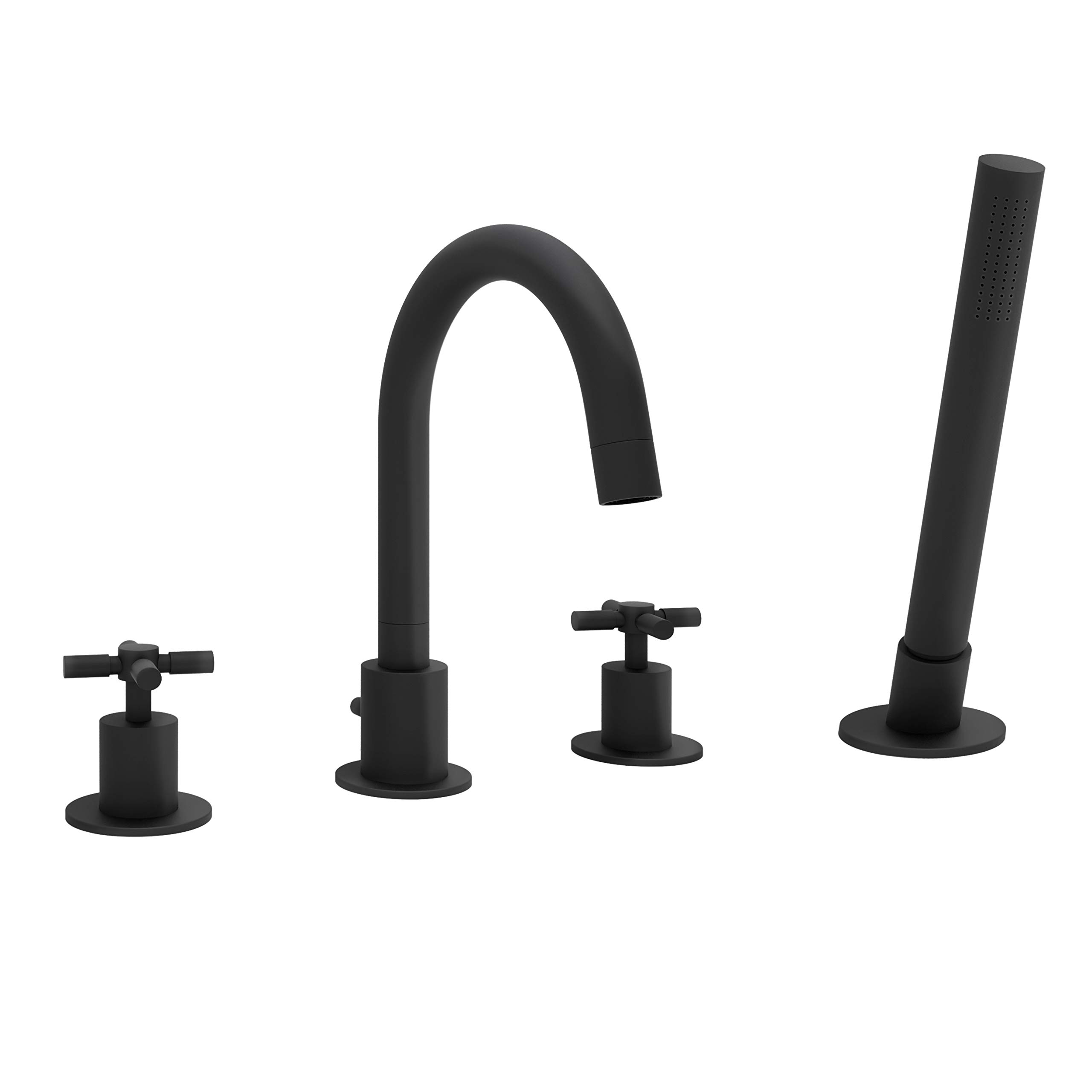 Premium Matte Black AN-4315 Double Handle Bathroom Tub Faucet with Shower Wand - Ancona Prima 4 Series for Modern Bathrooms & Spa-Like Showers