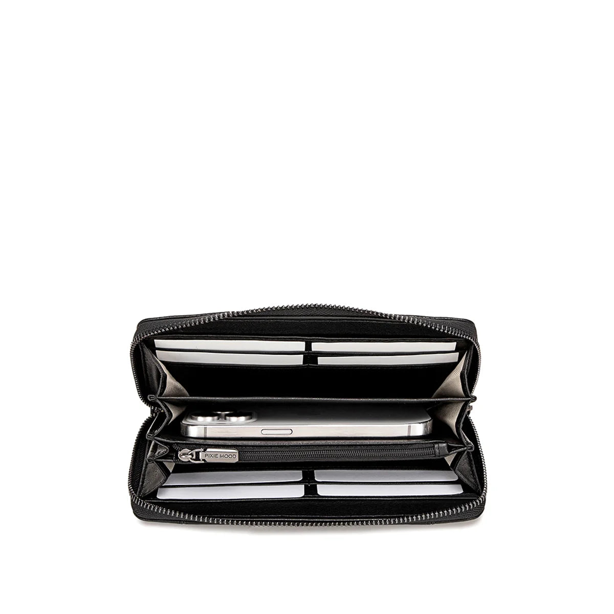 Black Pebbled Mae Zip Wallet - Slim RFID Blocking Leather Wallet for Men & Women - Perfect for Travel, Business & Everyday Use