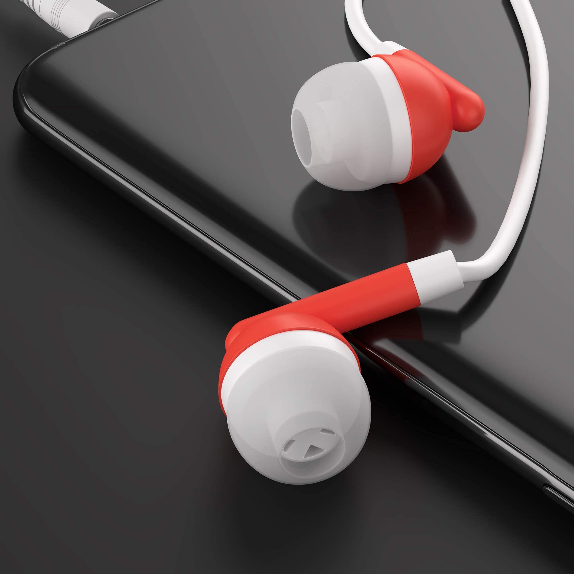 Maeline Bulk Earbuds 500 Pack - 3.5mm Wired Headphones with Microphone - Red Color - Perfect for Schools, Gyms, Events & Retail Stores