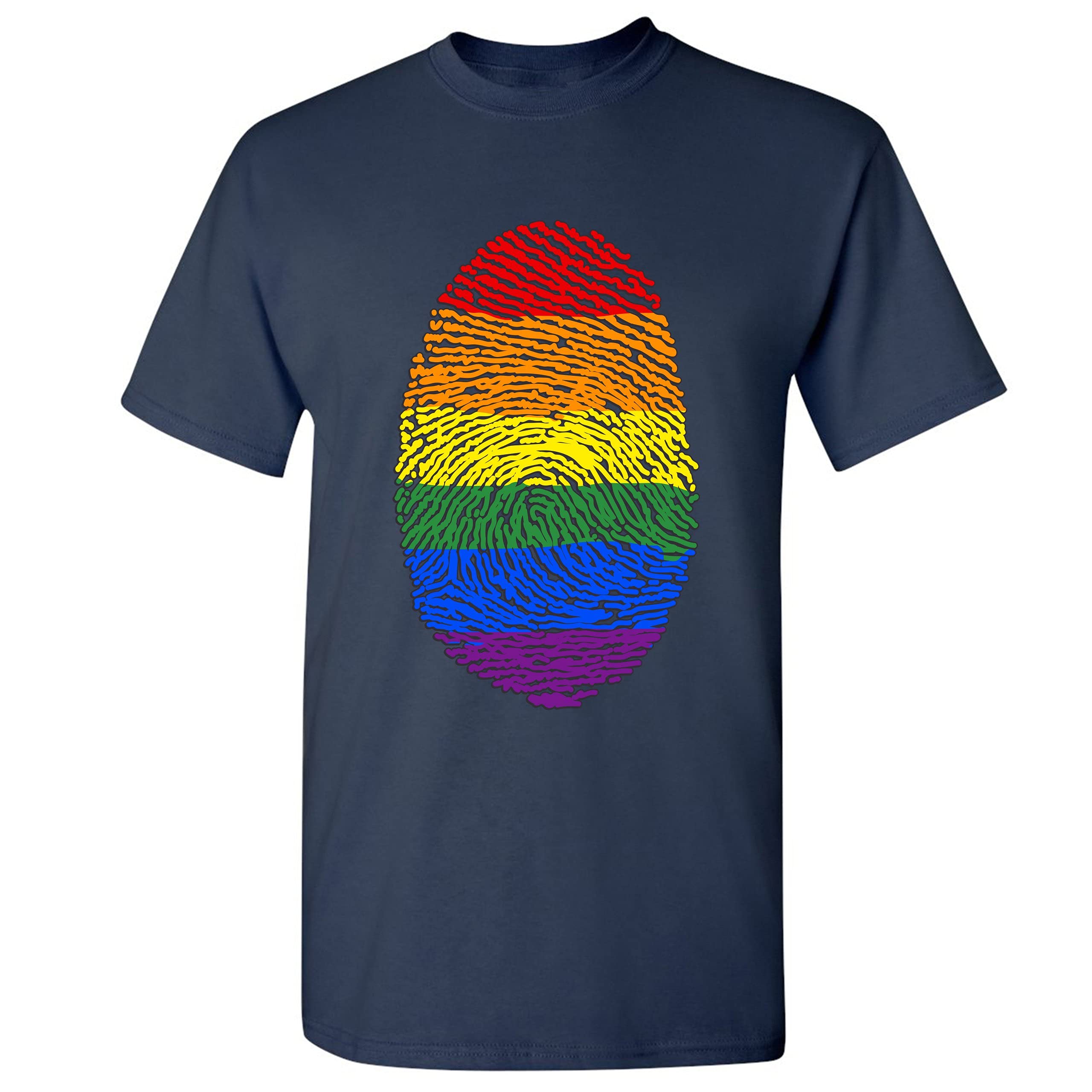 Rainbow Fingerprint T-Shirt - Gay Pride Month LGBTQ Support Ally Men's Tee - Perfect for Pride Parades, LGBTQ Events & Everyday Wear