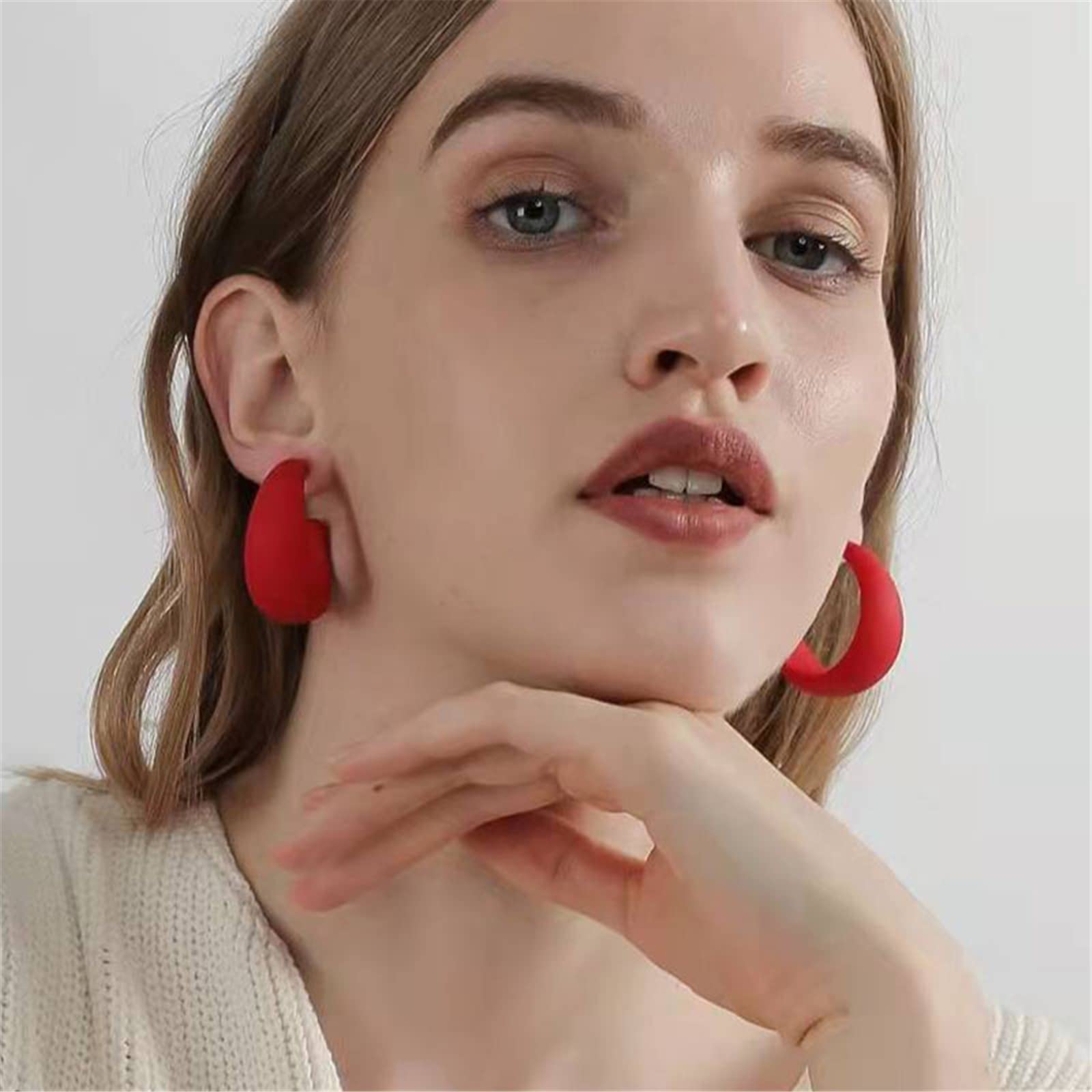 WCRAZYE Colorful Acrylic Chunky Hoop Earrings for Women - Lightweight Geometric Statement Jewelry | Retro Neon Earrings for Party, Festival & Everyday Wear